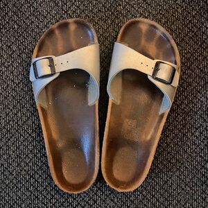 Birkenstock  Madrid silver/ grey metallic slides size 37/38 (8-8.5) women’s